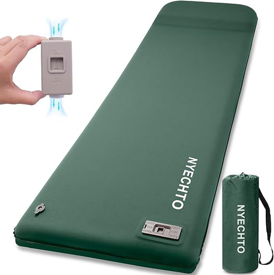 3.14" Memory Foam Self-Inflating Pad w/ Pillow & Pump – 9.5 R-Value for Camping