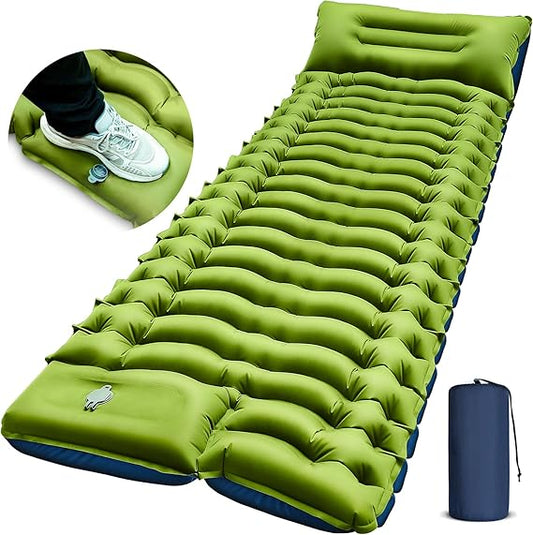 Yuzonc Ultralight Pad w/ Pillow & Foot Pump – Compact Inflatable Sleeping Mat