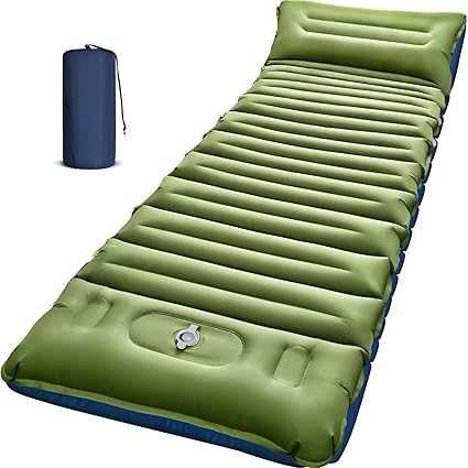 Thick 5" Ultralight Sleeping Pad w/ Pillow & Foot Pump – For Tent, Camping, Hiking