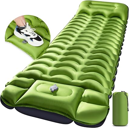 Ultralight Pad w/ Pillow & Built-in Pump – Airpad w/ Bag & Repair Kit – Green