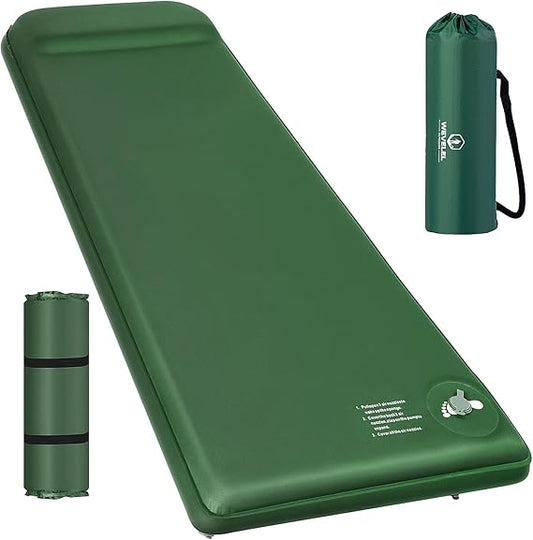 3.1" Memory Foam Self-Inflating Pad w/ Pillow – 9.5 R-Value Camping Mat